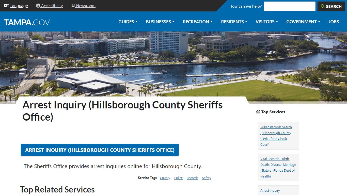 Arrest Inquiry (Hillsborough County Sheriffs Office) - City of Tampa
